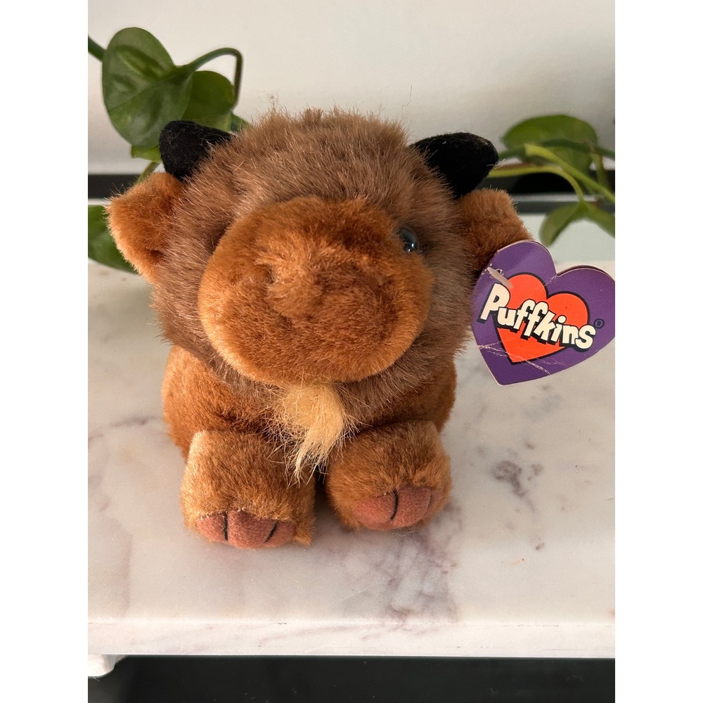 Swibco Puffkins Biff the Buffalo Brown Plush Bean Bag 1997 Style 6628 Vintage